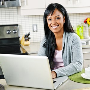 woman in front of a computer