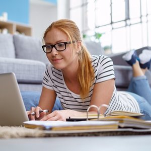 girl doing her homework