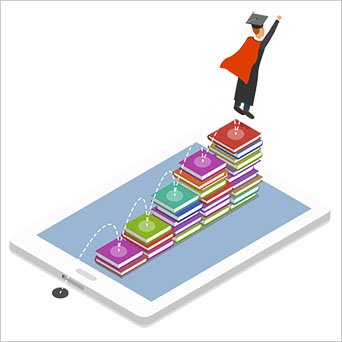 image of man floating up after graduating