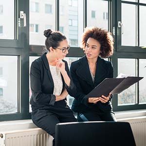 two women chatting