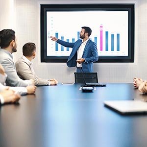 project manager presenting a chart