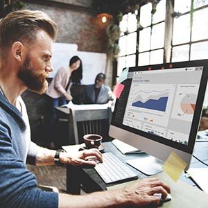 man working with charts