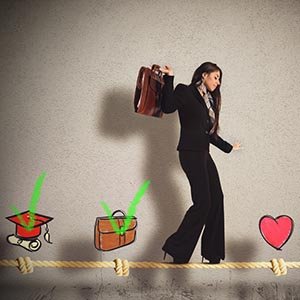 woman walking a tight rope