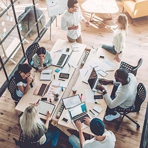 people in shared office space